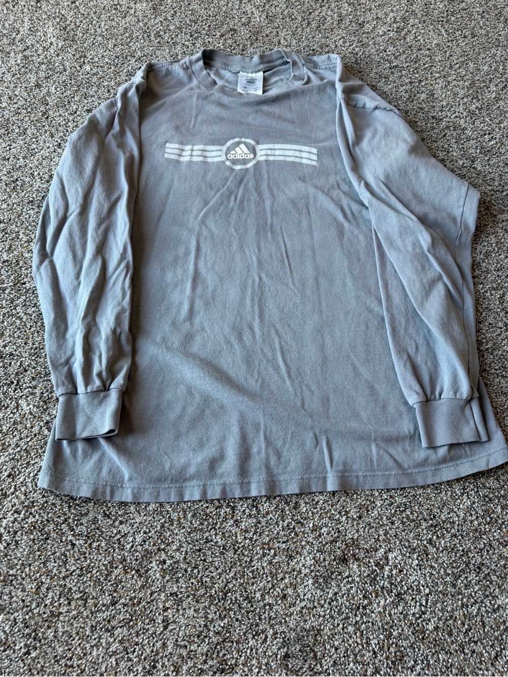 Vintage 90s Y2K Adidas Gray Long Sleeve Logo T Shirt USA Made Men's Medium